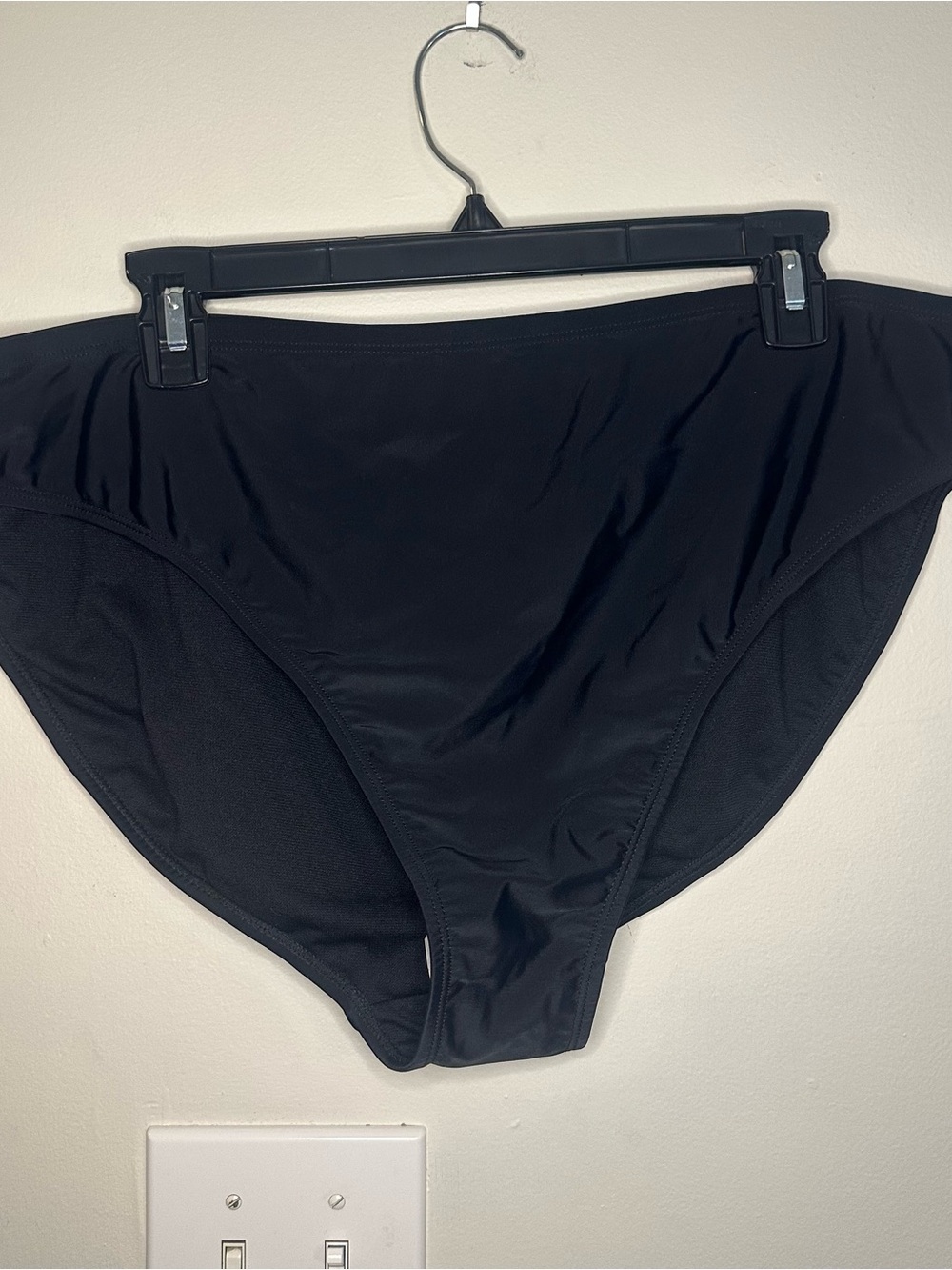 Decree Womens 2X Black Hipster Low-Rise Bikini Swim Bottoms Medium Coverage NEW